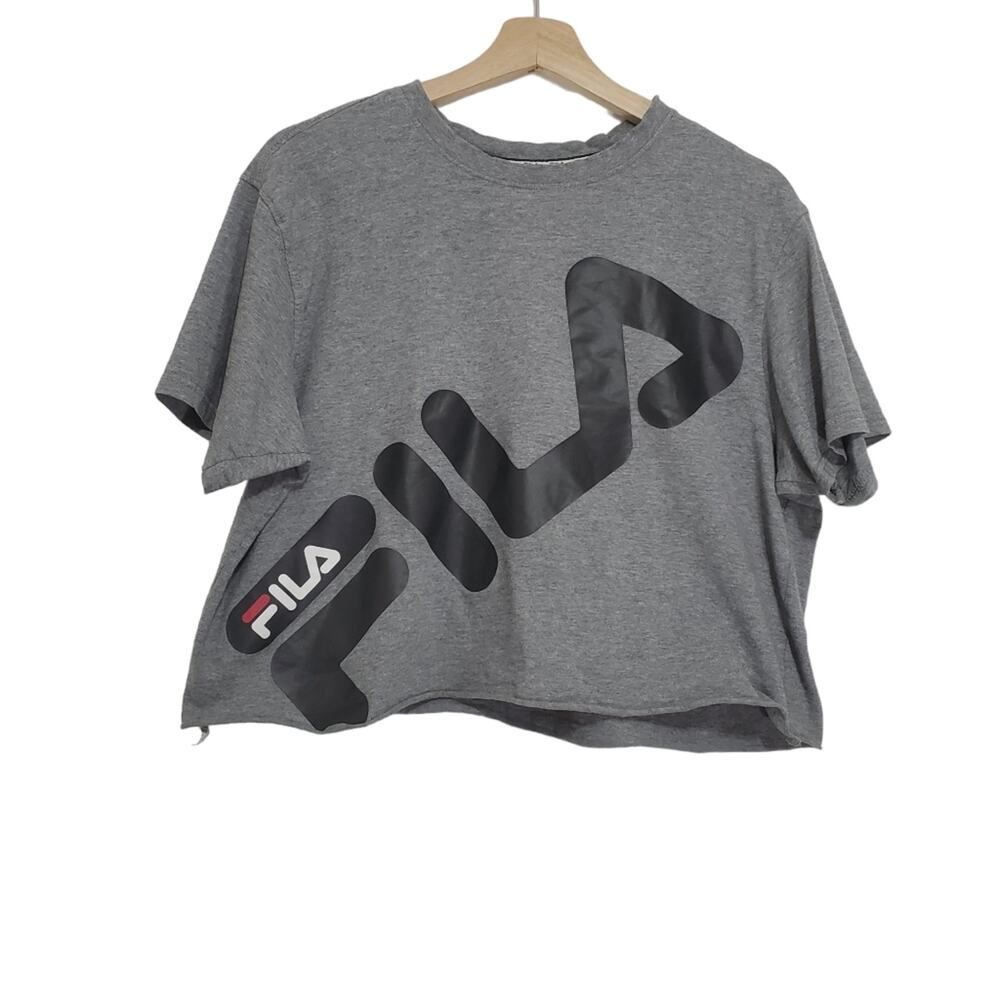 Fila | Graphic Raw Hem Upcycled Boxy Fit Crop Top Atleisure Preppy